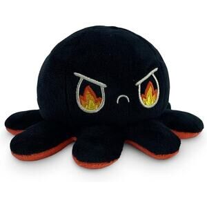 TeeTurtle - The Original Reversible Octopus Plushie - Angry Red + Rage Black